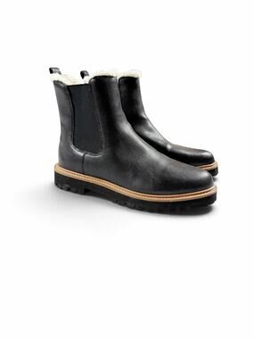 J. Crew Lug Sole Faux Fur Lined Chelsea Boots Black Size 10